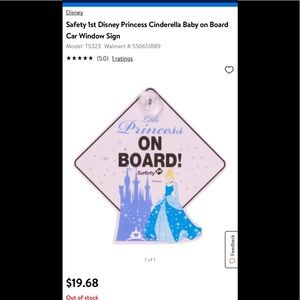 Baby on board Disney Princess Cinderella car sign